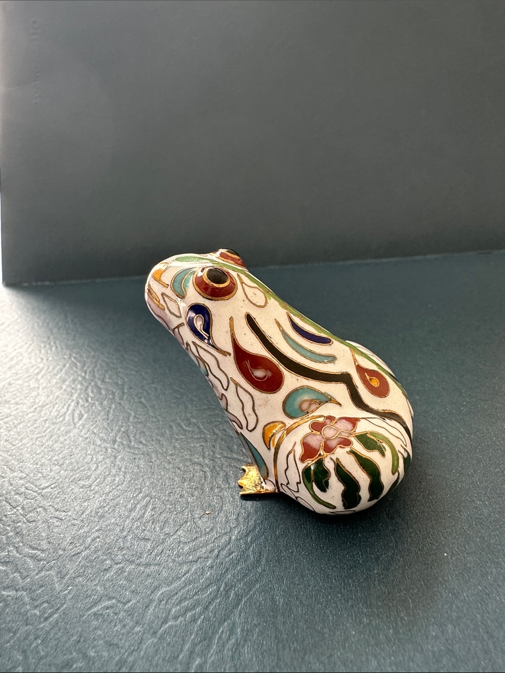 Vintage Cloisonné White Frog